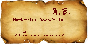 Markovits Borbála névjegykártya